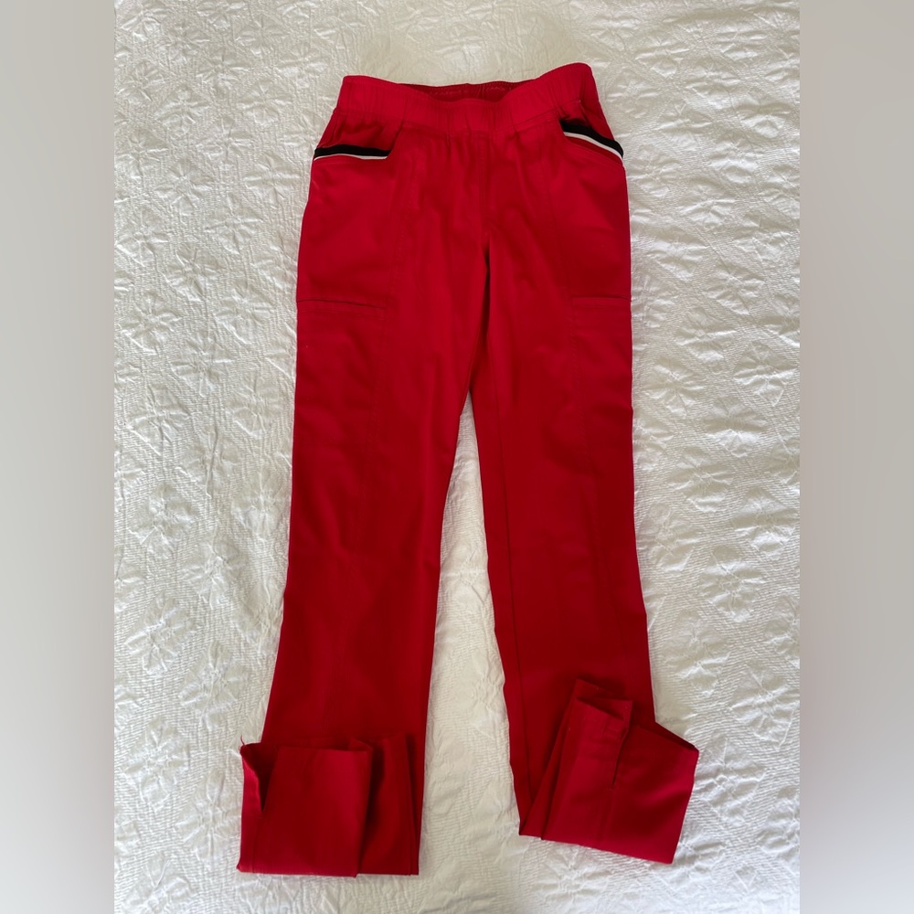 Elle red scrub pants.